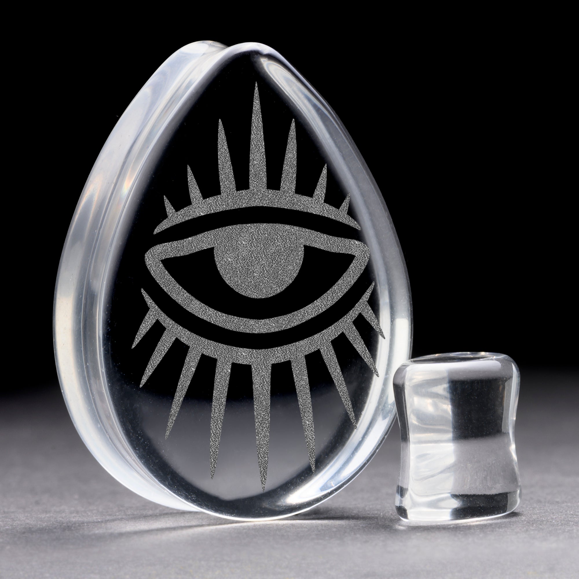 Eye Plug / Gauge - Teardrop Clear Glass | Flat Faced Double Flare
