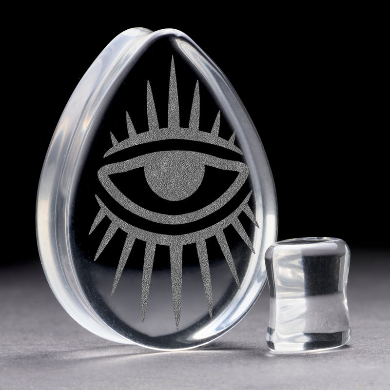 Eye Plug / Calibre - Goutte en verre transparent | Double évasement à face plate
