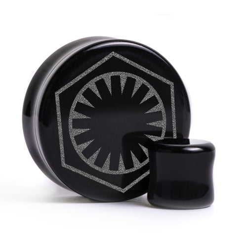 plug erster Ordnung - Schwarzes Glas | Doppelaufgeweitet mit flachem Gesicht