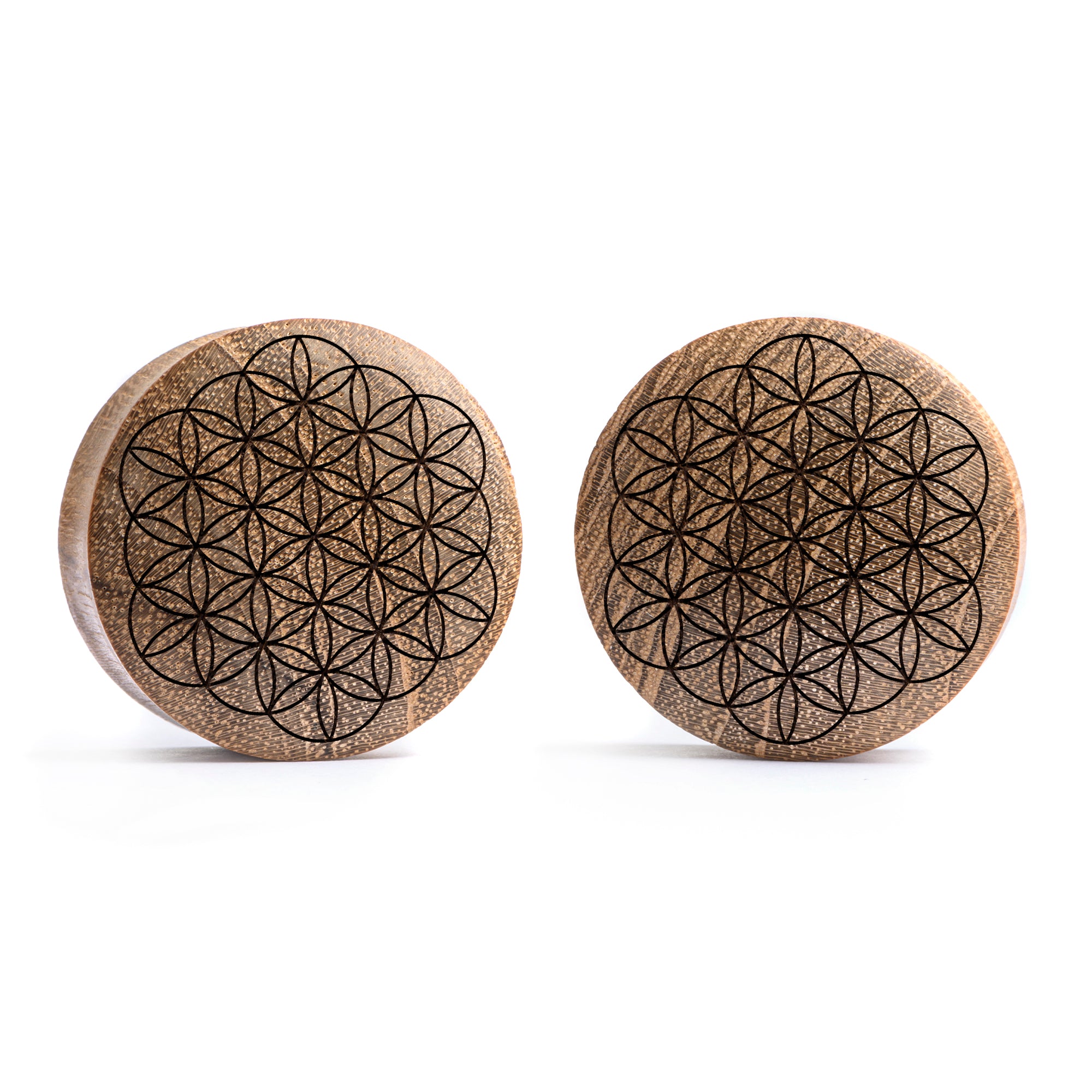 Blume of Life Plug / gauge - Teakholz | Konvexe Doppelaufgeweitet