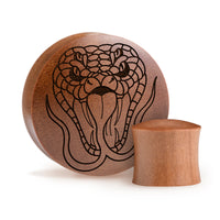 Plug / Gauge Serpent à quatre yeux - Bois de Saba | Convexe double évasé