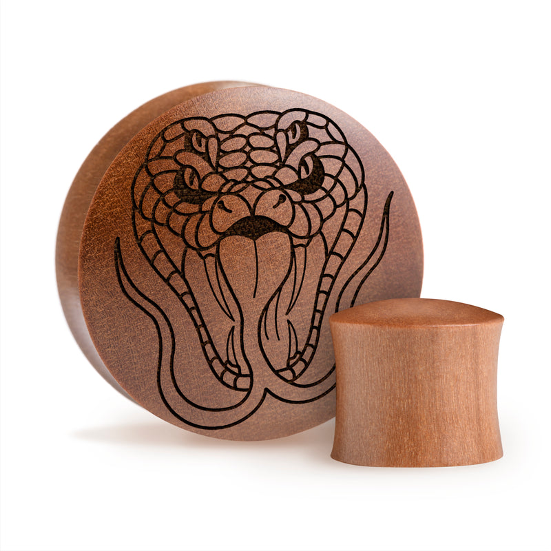 Plug / Gauge Serpent à quatre yeux - Bois de Saba | Convexe double évasé
