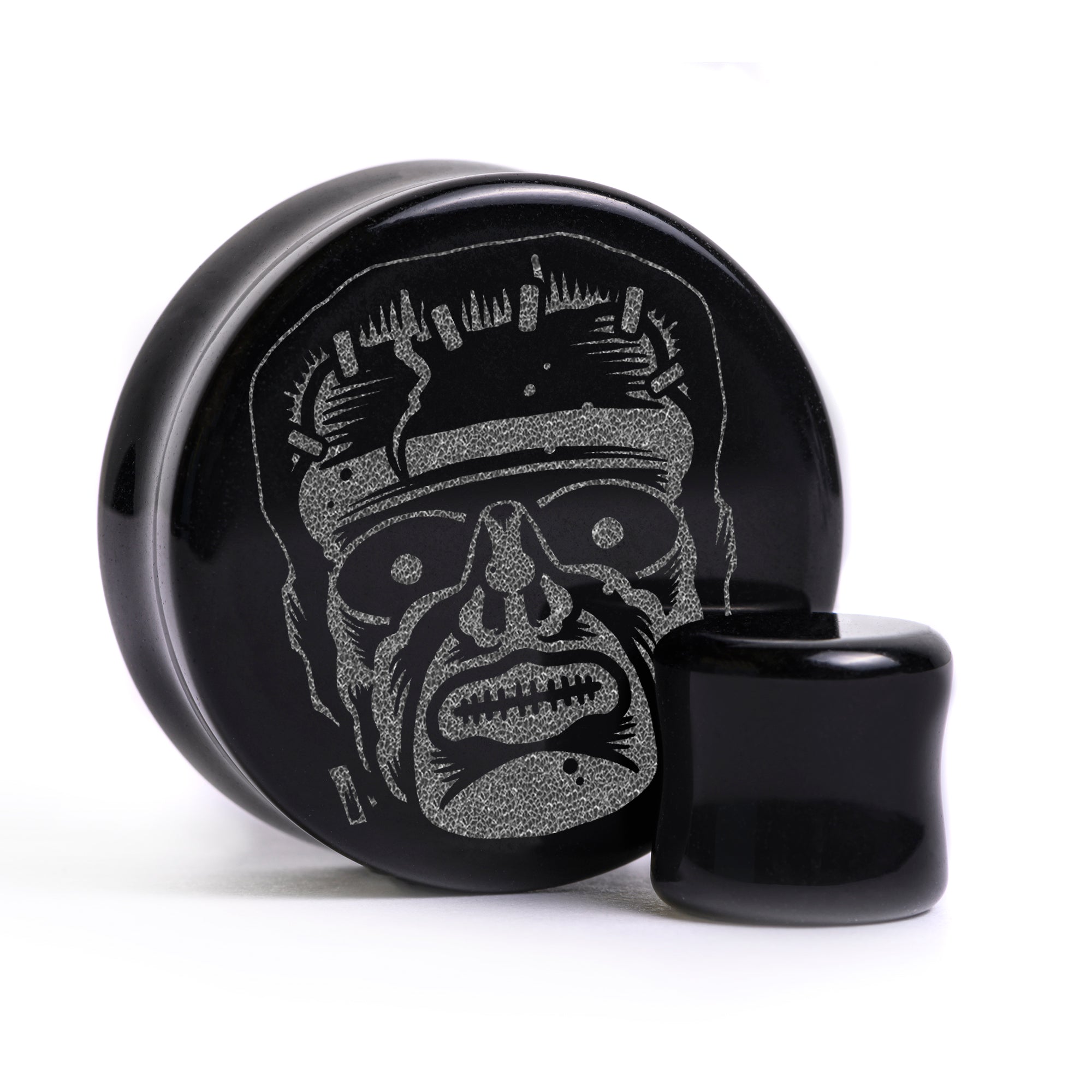 Frankenstein Plug / Gauge - Black Glass | Flat Faced Double Flare