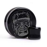 Plug / Gauge Frankenstein - Verre noir | Face plate double évasé