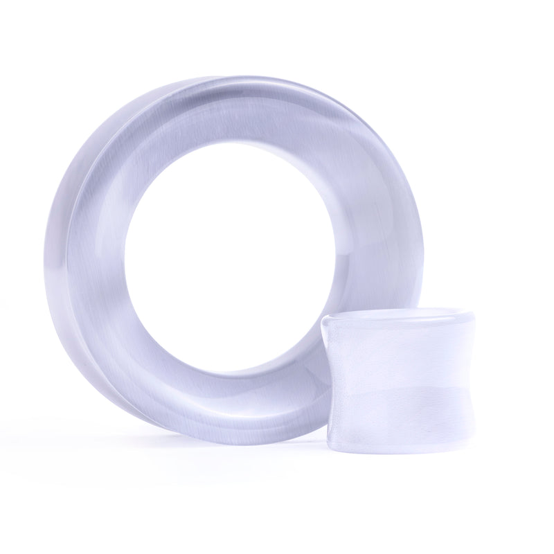 Grey Cats Eye Glass Ear Tunnel