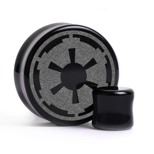 Galactic Empire Plug - Schwarzes Glas | Doppelaufgeweitet mit flachem Gesicht