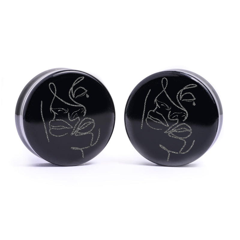 Plug / Gauge Gemini zodiaque - Verre noir | Face plate double évasé