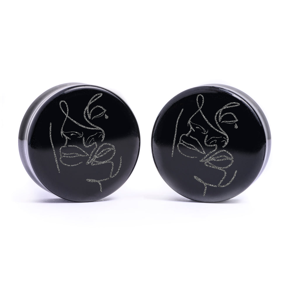 Gemini Zodiac Plug / Gauge - Black Glass | Flat Faced Double Flare ...