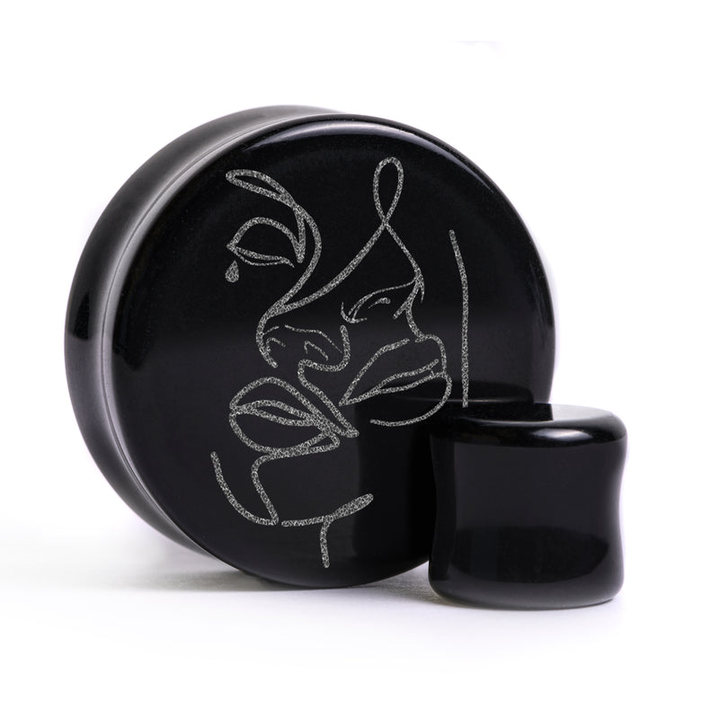 Plug / Gauge Gemini zodiaque - Verre noir | Face plate double évasé