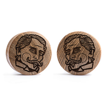 Cult Cat Plug / Gauge - Silber Inlay Ebony Wood | Konvexe Doppelaufgeweitet