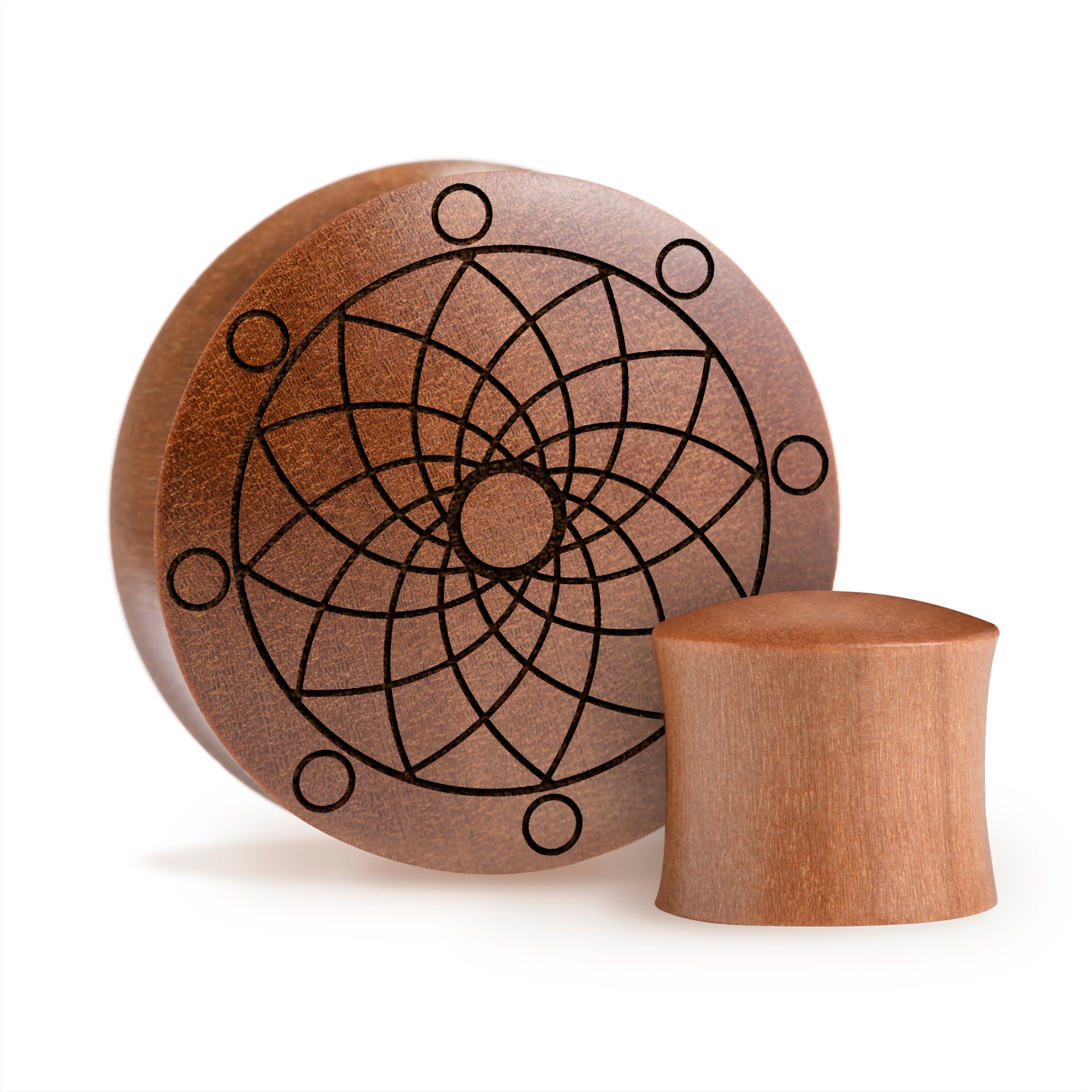 Geometrischer Lotus Blumenplug / gauge - Saba Wood | Konvexe Doppelaufgeweitet