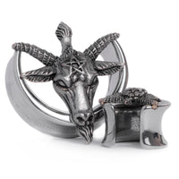 Plug / Gauge d'oreille saddle tête de chèvre argenté