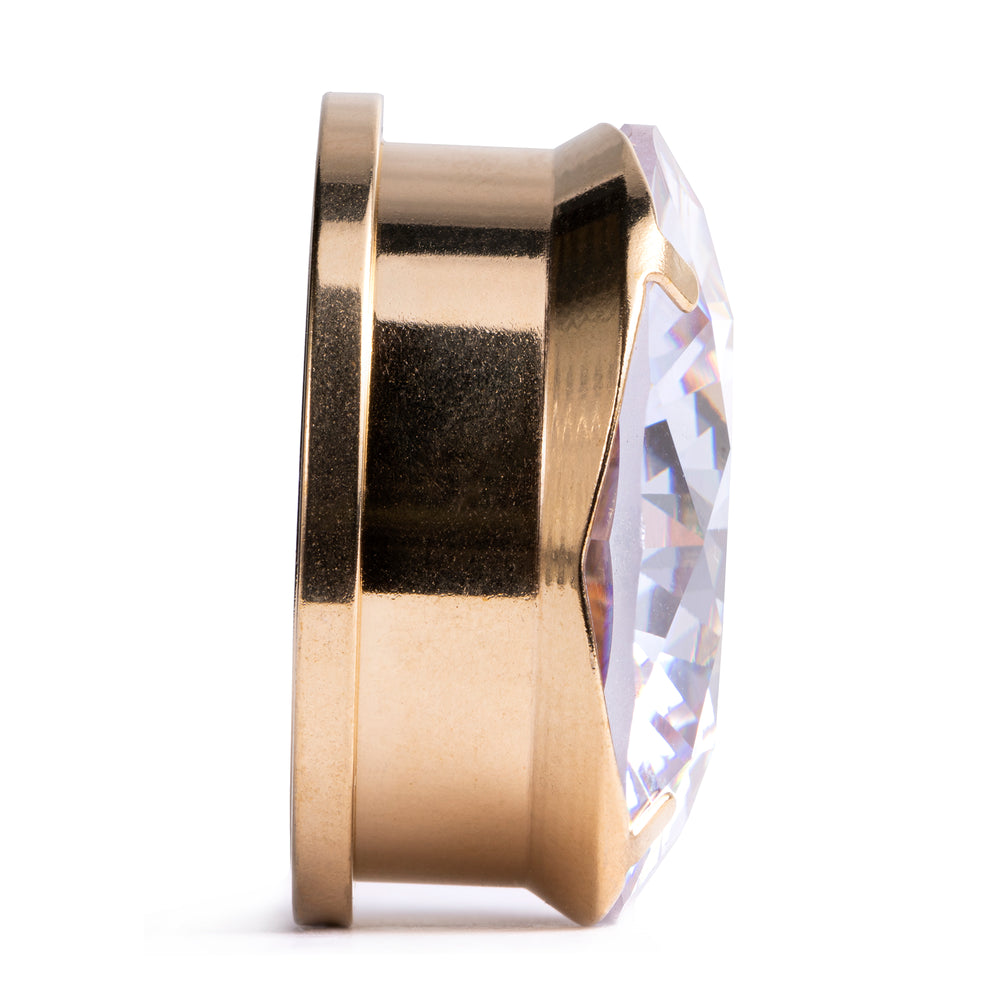Gold Clear Diamond Metall Ohr Messgerät / Plug