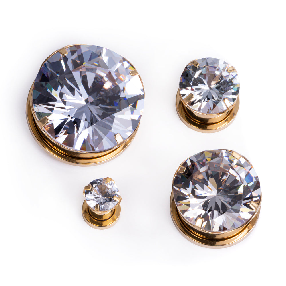 Gold Clear Diamond Metall Ohr Messgerät / Plug
