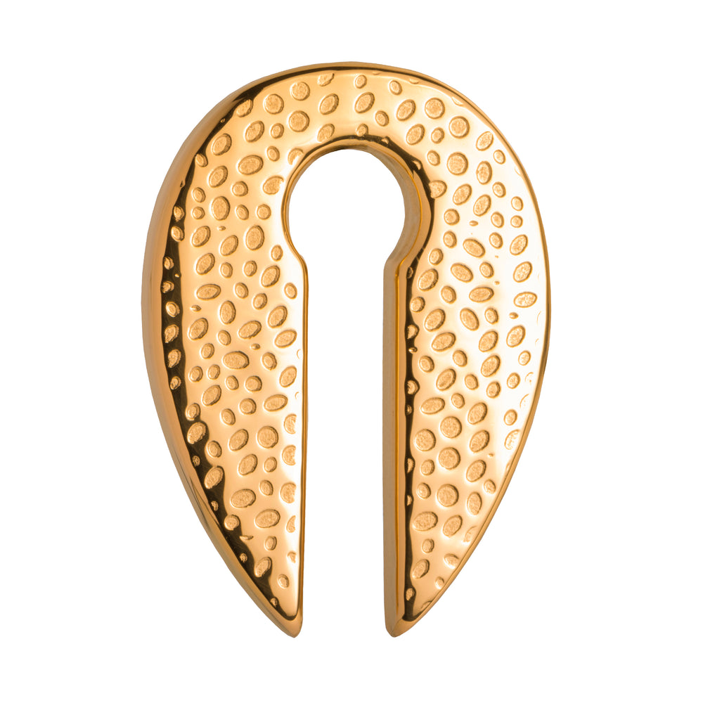 Hammered Gold - Keyhole Ear Weights (Pair) - Pair Of Gold Ear Weights for Stretched Ears