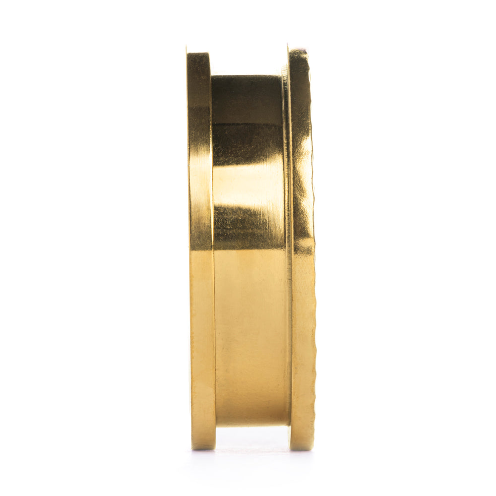 Gehämmert Gold Schraubverschluss Edelstahl Tunnel