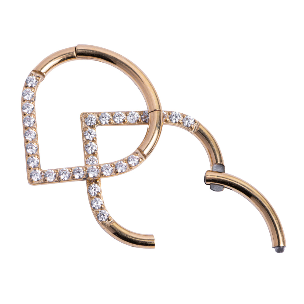 Titanscharnern -Tränenring -Septumring 1,2 mm in Gold mit klaren Edelsteinen
