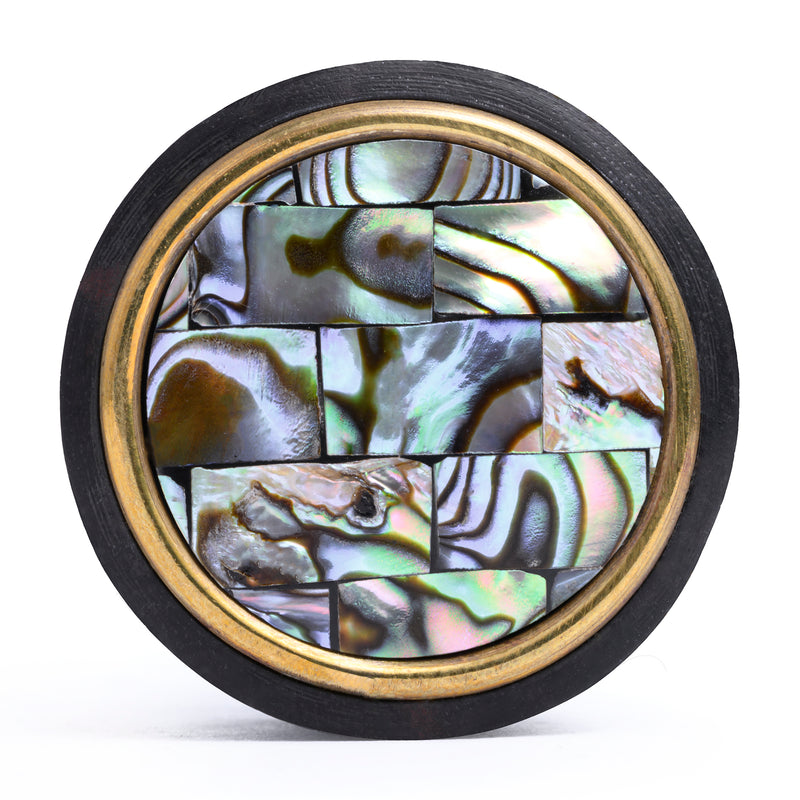 Plug / Gauge en bois mosaïque d’abalone dorée