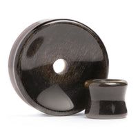Tunnel / Plug / Gauge concave en obsidienne dorée