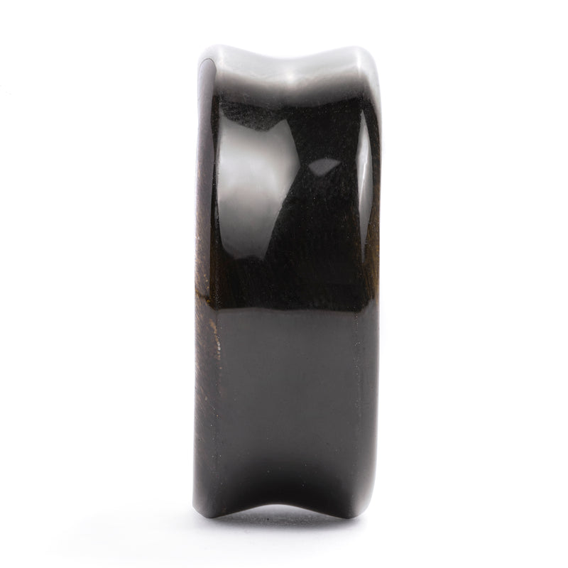 Tunnel / Plug / Gauge concave en obsidienne dorée