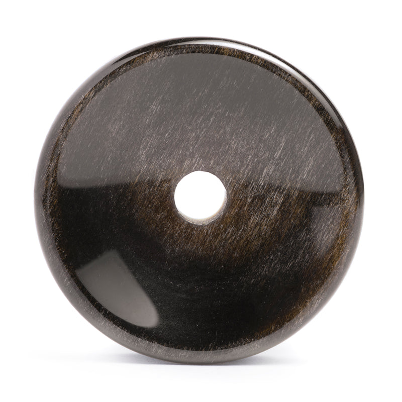 Tunnel / Plug / Gauge concave en obsidienne dorée