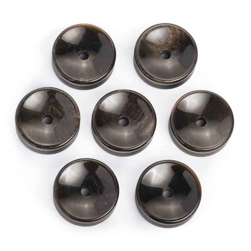 Tunnel / Plug / Gauge concave en obsidienne dorée