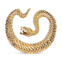 Plug / Gauge d'oreille saddle en laiton serpent doré