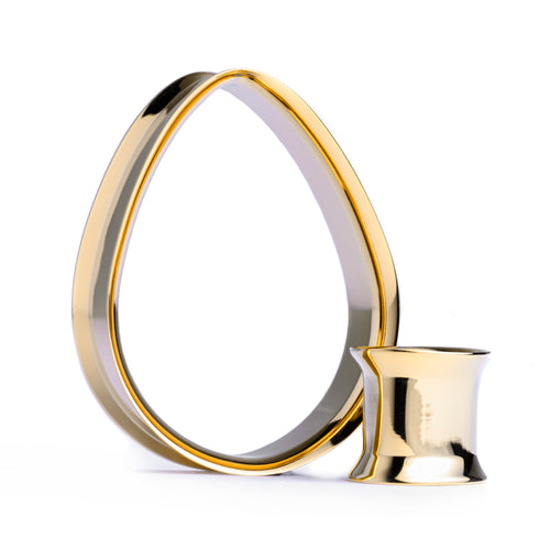 Gold Steel Teardrop Tunnel / Plug / Gauge