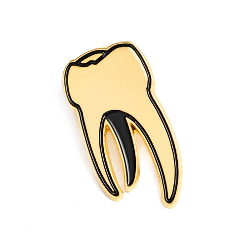 Unique Gold Tooth Pin - Enamel