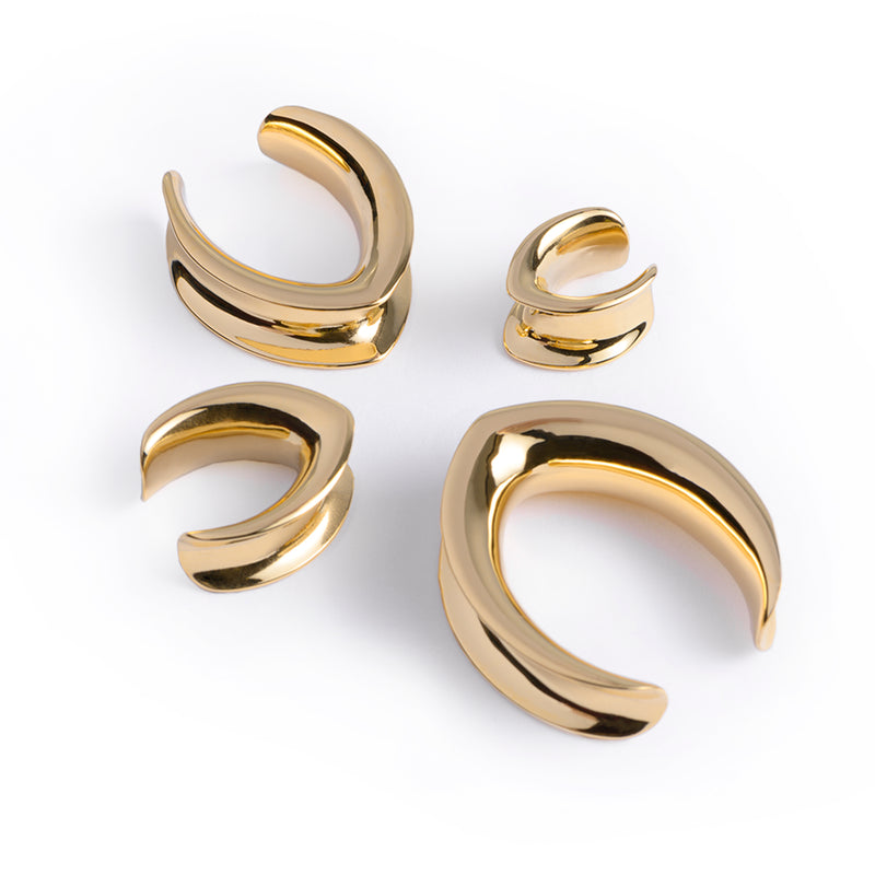 Gold en forme de V Plug d’oreille en acier chirurgical / calibre
