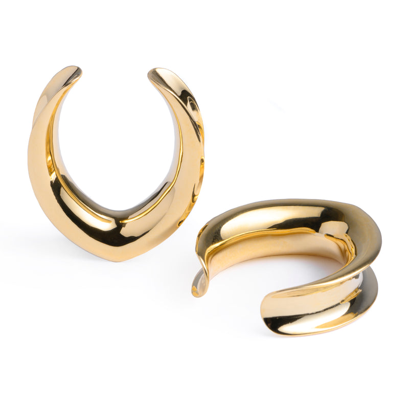 Gold en forme de V Plug d’oreille en acier chirurgical / calibre