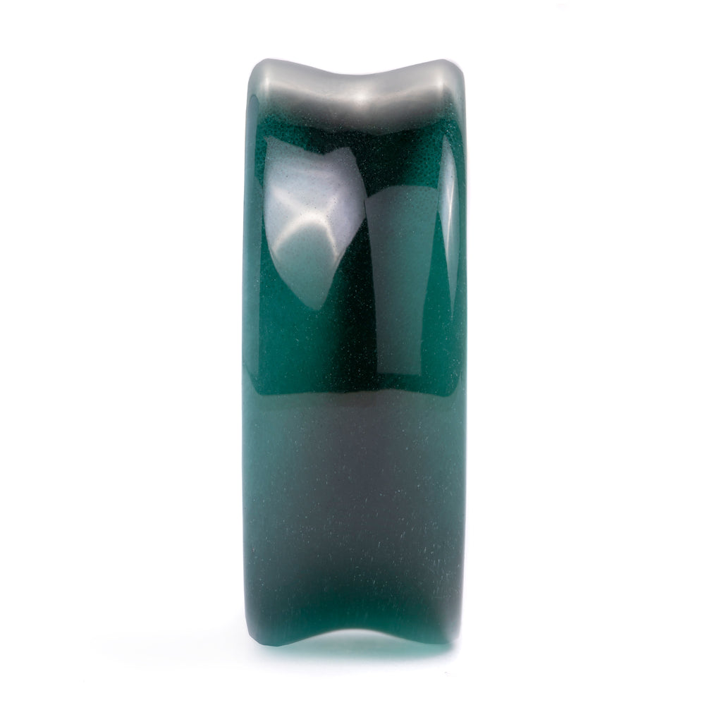 Green Cats Eye Glass Plug Stretched Ears Jewellery / Gauge - Double Flare Glass Ear Plugs / Gauges in 10mm (00g), 20mm (13/16th), 30mm (1.18")
