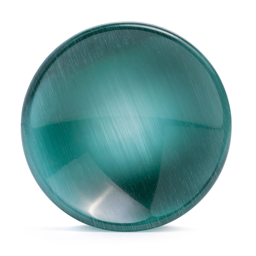 Green Cats Eye Glass Plug Stretched Ears Jewellery / Gauge - Double Flare Glass Ear Plugs / Gauges in 10mm (00g), 20mm (13/16th), 30mm (1.18")