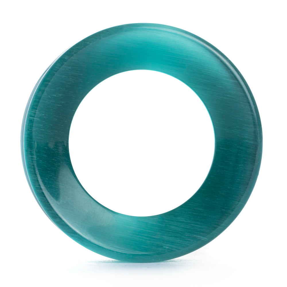 Green Cats Eye Glass Ear Tunnel - Double Flare Glass Ear Plugs / Gauges in 6mm (2g), 20mm (13/16th), 30mm (1.18")