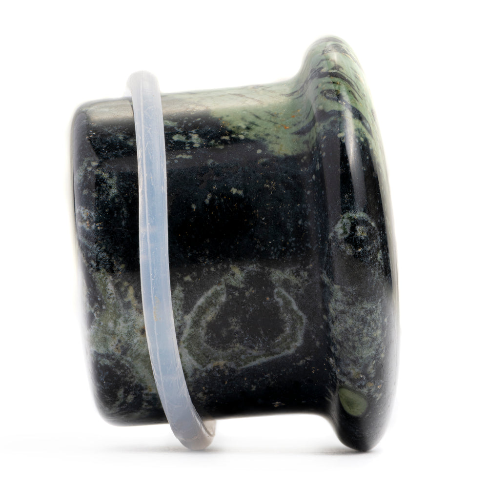 0 G Plugs PAIR Of Beautiful Organic Single Flare Green Jasper Stone Plugs With O Single Flare Stone Plugs - Foto 9