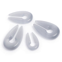 Poids d'oreille pince trou de serrure en verre œil-de-chat gris - Paire