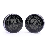 Plug / Gauge Chucky - Verre noir | Face plate double évasé