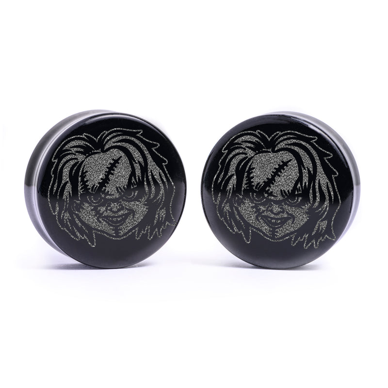 Plug / Gauge Chucky - Verre noir | Face plate double évasé