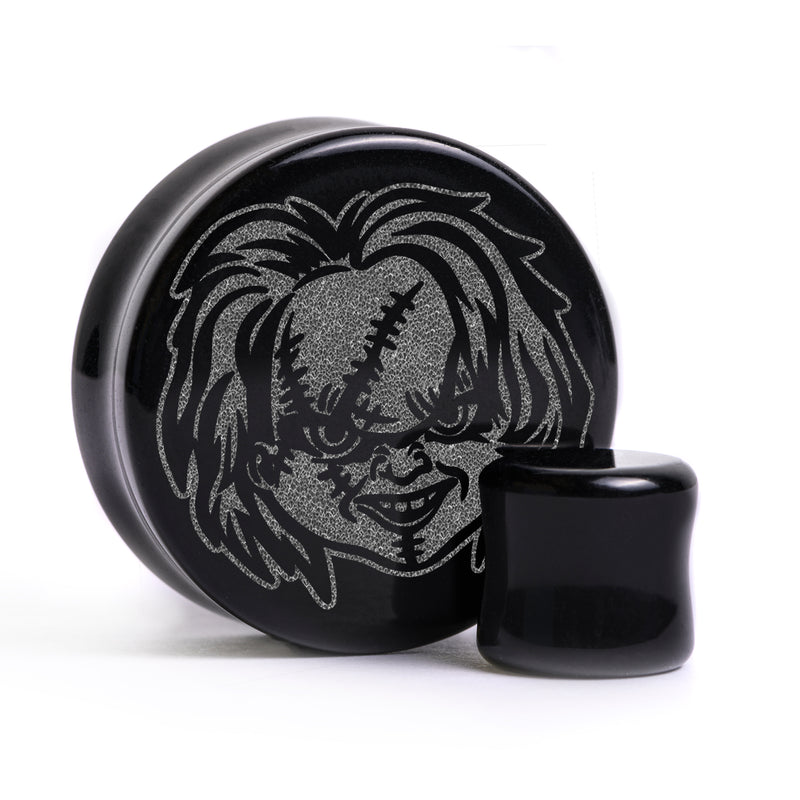 Plug / Gauge Chucky - Verre noir | Face plate double évasé
