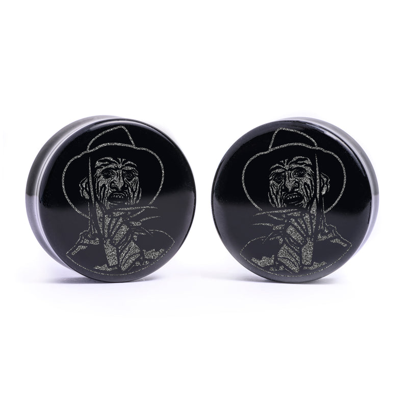 Plug / Gauge Freddy Krueger - Verre noir | Face plate double évasé
