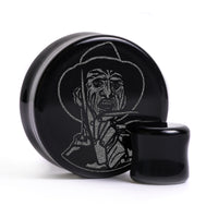 Plug / Gauge Freddy Krueger - Verre noir | Face plate double évasé