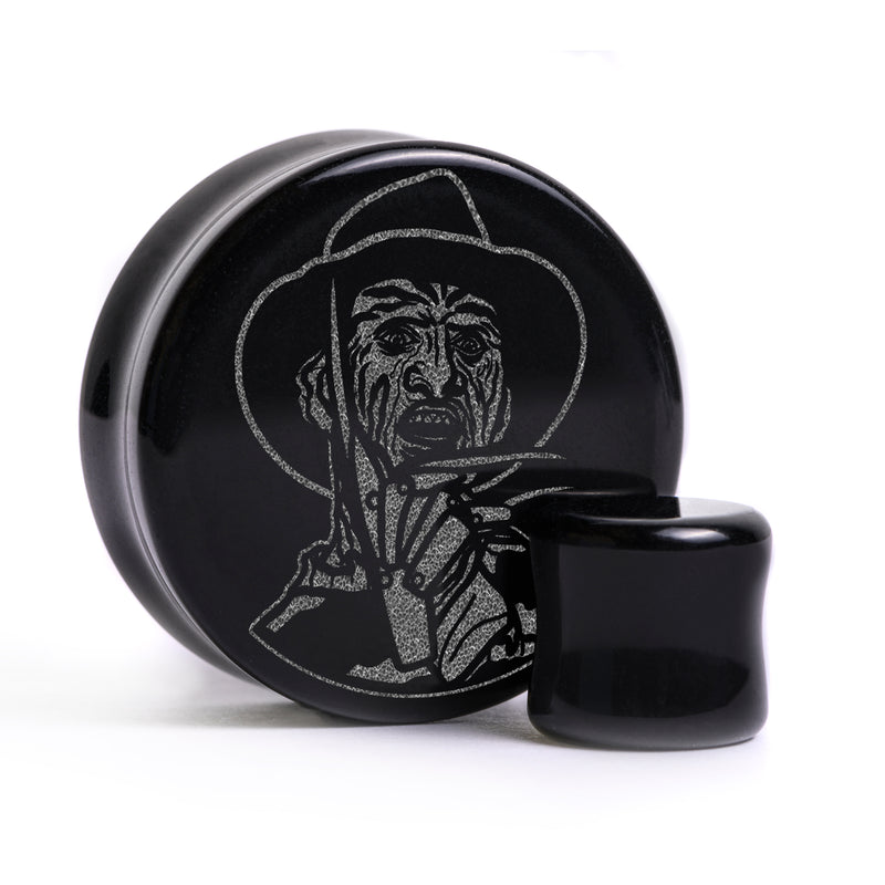 Plug / Gauge Freddy Krueger - Verre noir | Face plate double évasé