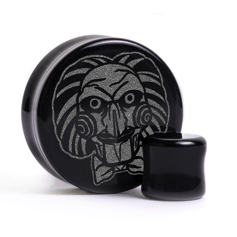 Plug / Gauge Jigsaw - Verre noir | Face plate double évasé