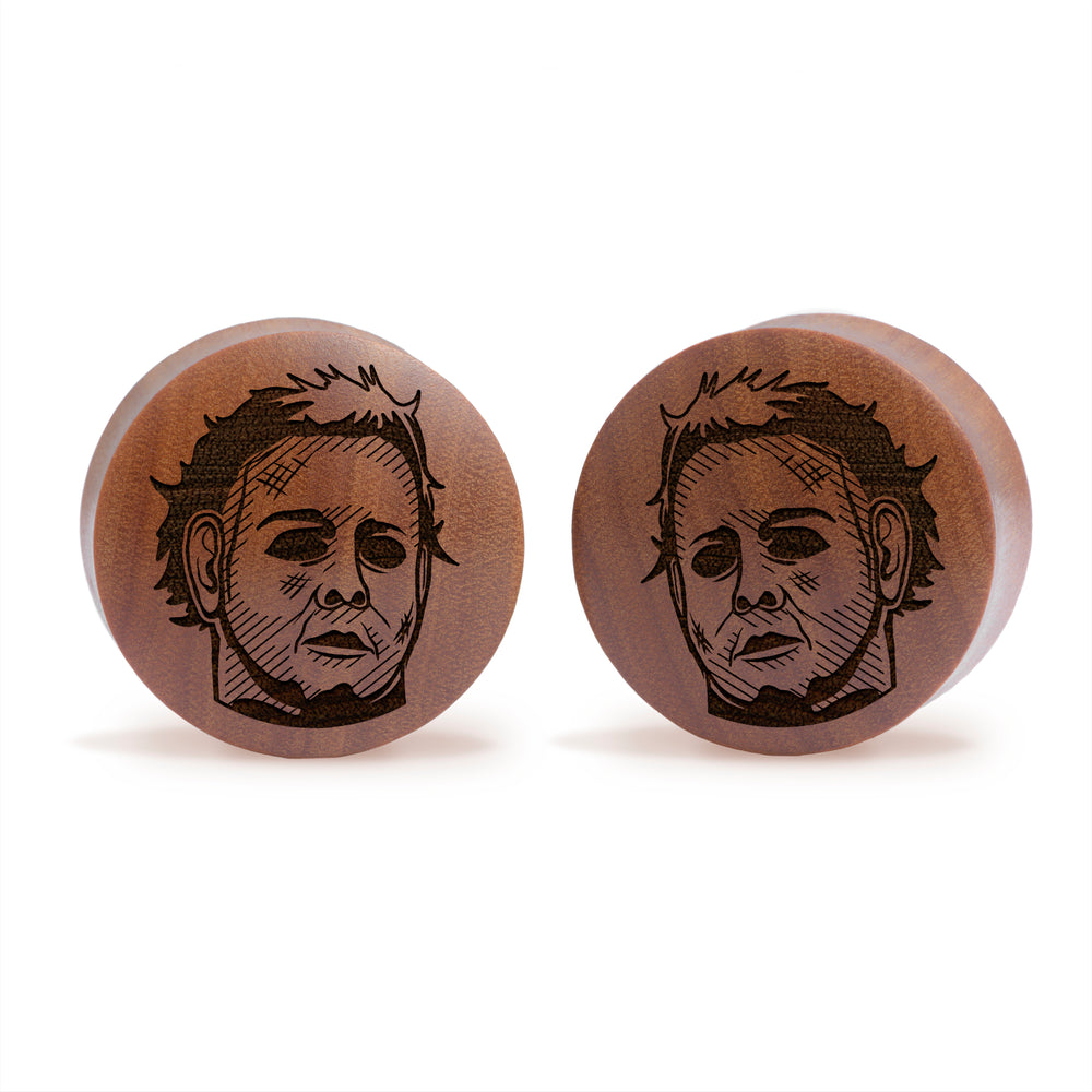 Michael Myers Plug / Gauge - Saba Wood | Convex Double Flare - Lasered To Order In House At Custom Plugs HQ
