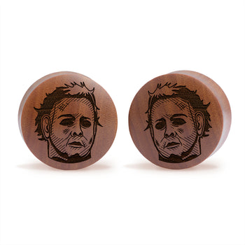 Girl wearing goth Marble Black & Purple Stone Plug / Gauge