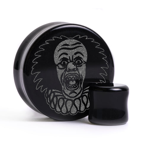 Pennywise Plug / Gauge - Schwarzes Glas | Doppelaufgeweitet mit flachem Gesicht