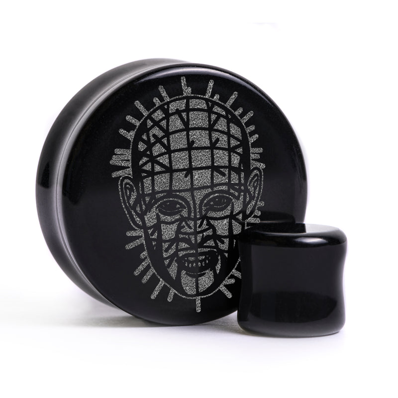 Plug / Gauge Pinhead - Verre noir | Face plate double évasé