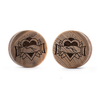 Handshake Plug / Gauge - Teak Wood | Flat Faced Double Flare