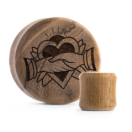 Handshake Plug / Gauge - Teak Wood | Flat Faced Double Flare