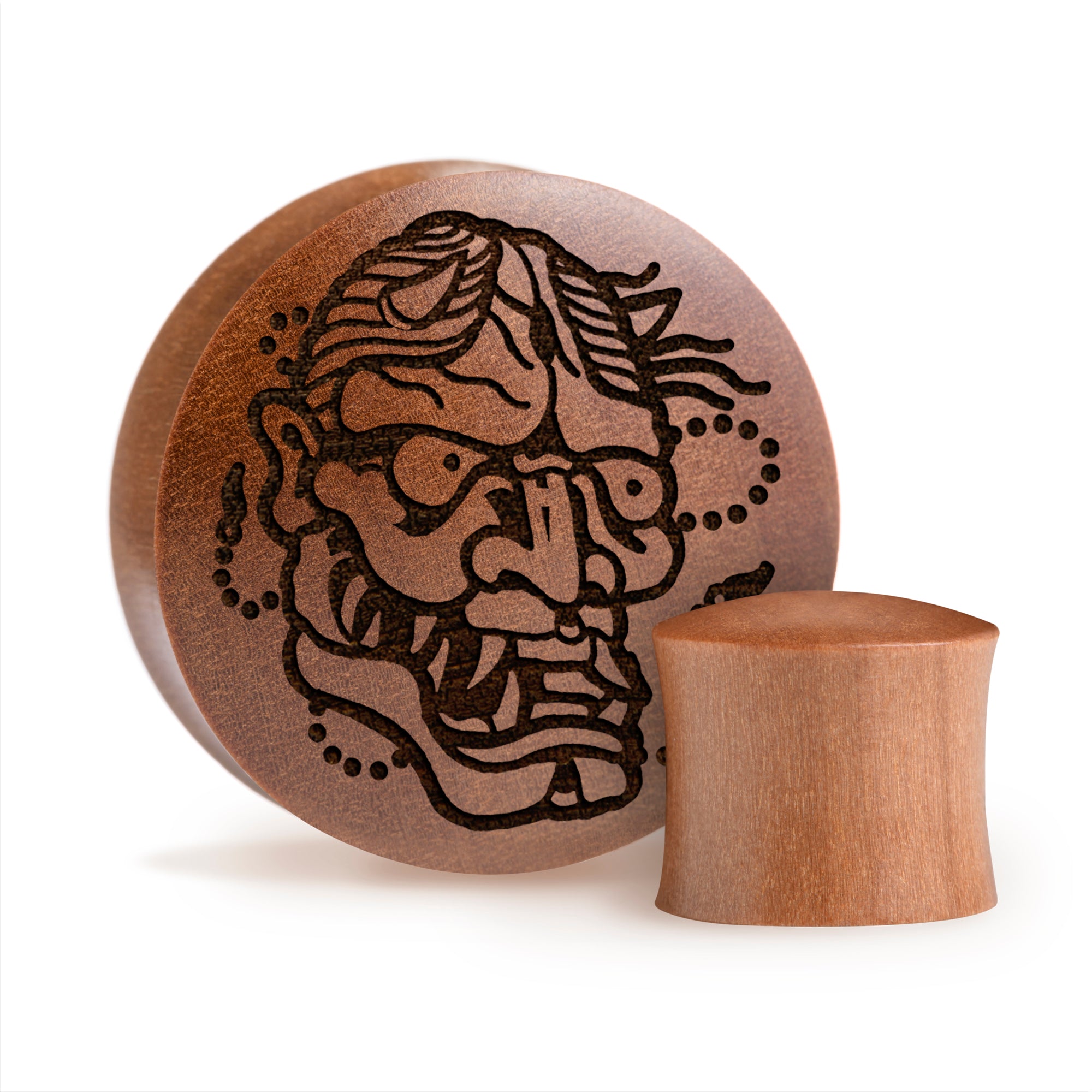 Hannya Mask Plug / Gauge - Saba Wood | Convex Double Flare
